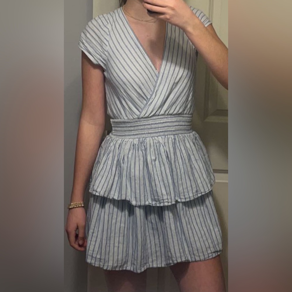 mini blue and white dress
